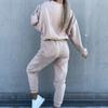 Женский повседневный спортивный костюм и зимняя модная свободная кофта с длинным рукавом, двойка