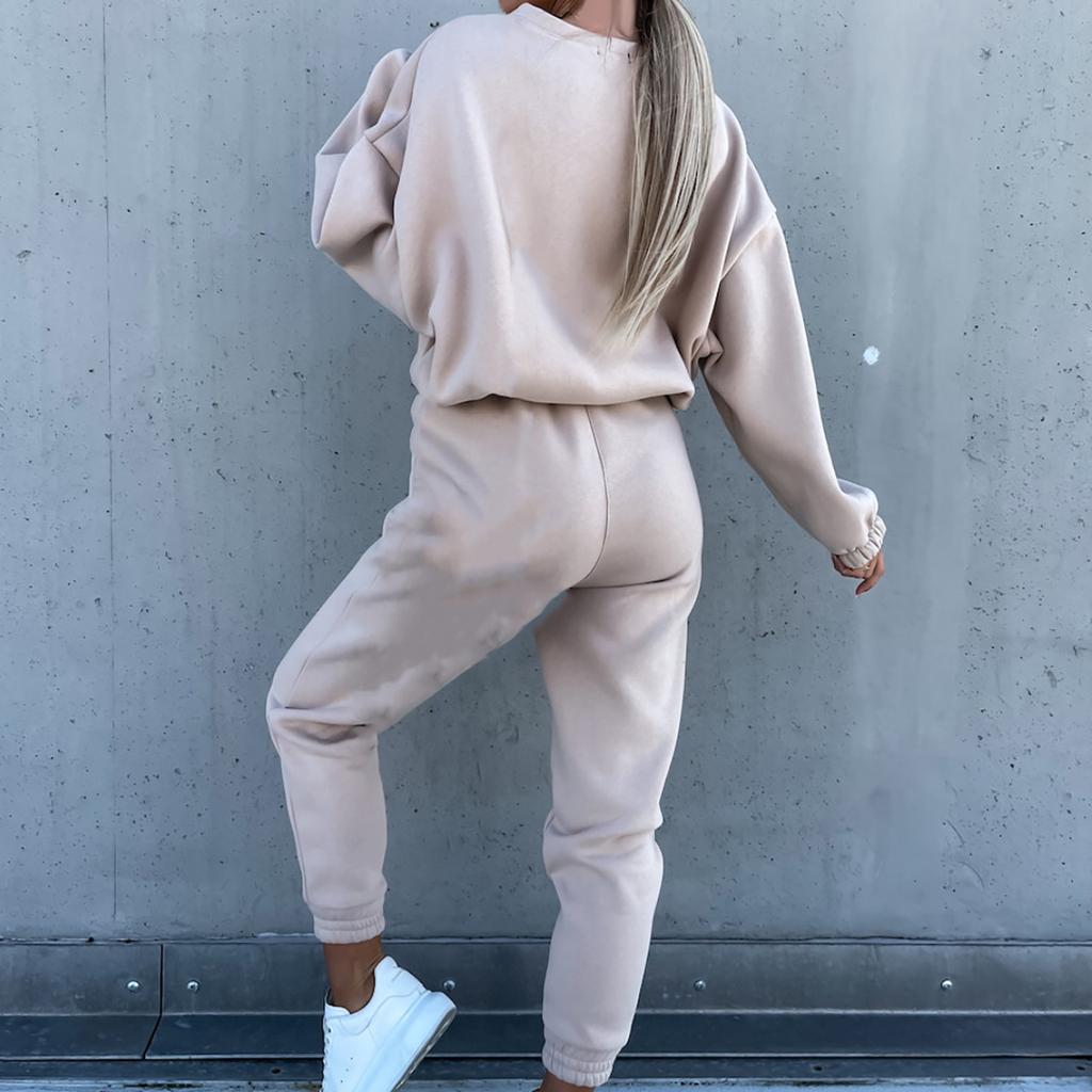 Женский повседневный спортивный костюм и зимняя модная свободная кофта с длинным рукавом, двойка