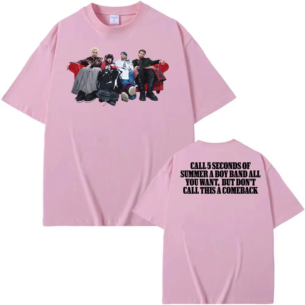 5 Seconds of Summer Tee 2025 New Album NOT OK Tops Summer Hip Hop 100cotton Teeshirt High Quality Retro Round Neck Tshirt