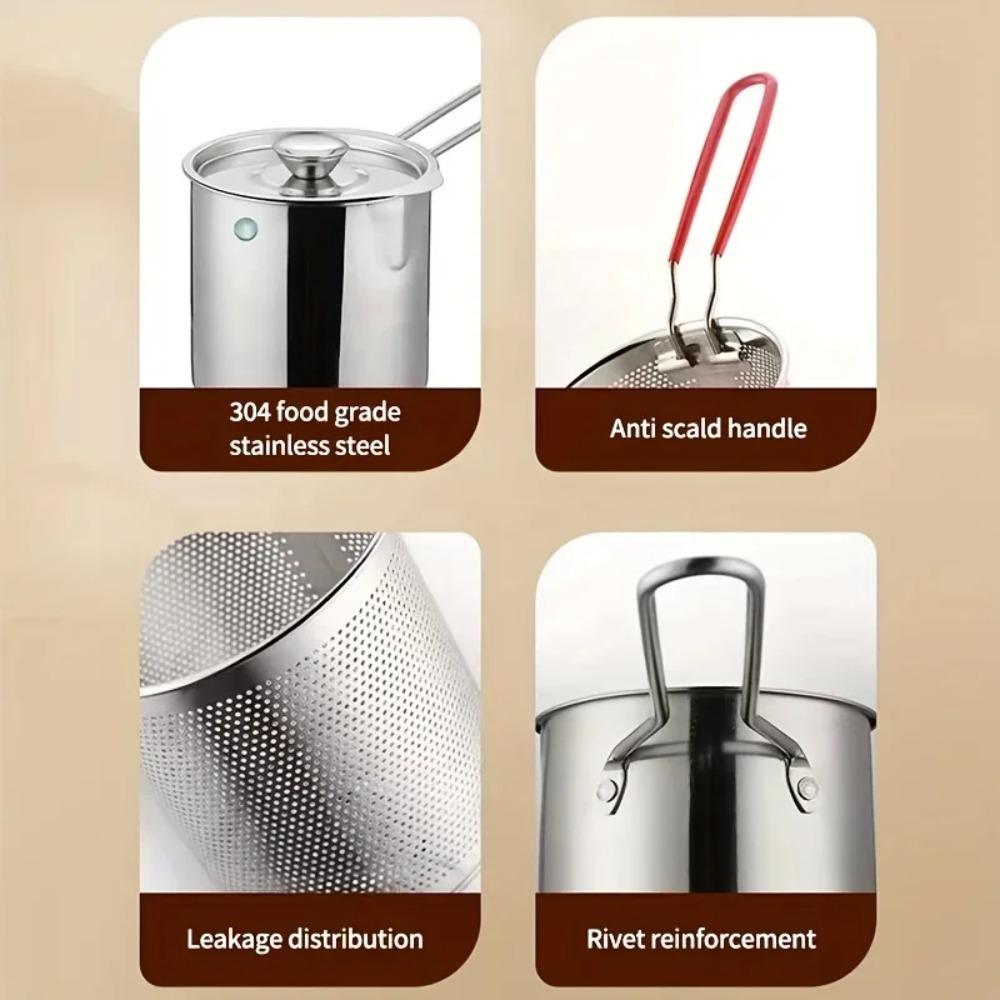 Маленькая кастрюля-фритюрница с корзиной, мини-фритюрница для глубокой жарки, гаджеты из нержавеющей стали 304 с силиконовой ручкой, защищающей от ожогов