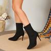 New Suede Pointed Toe Rear Zipper Anti-slip Wear-resistant Short-leg High-heeled Skinny Boots for Autumn