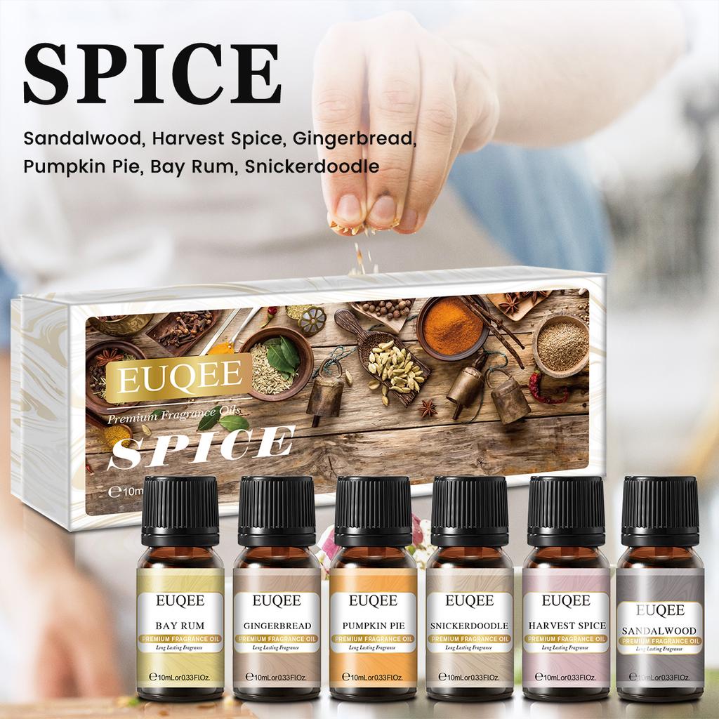 EUQEE 6PCS Fragrance Oils Set Gift for Aromatherapy Diffuser Yoga Spa Massage Bath Skin Care Relaxation DIY Perfume
