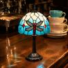 Vintage Dragonfly Bedside Lamp Tiffany Stained Glass Table Lamp, Blue Night Light, Artistic Home Decor Light Decorative Atmosphere for Bedroom Living