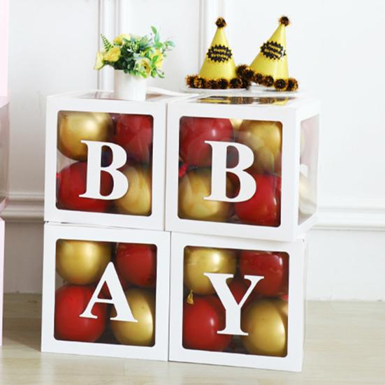 Коробка с воздушными шарами Изысканный декор для вечеринки Принадлежности для детского праздника Картонный куб с буквой от A до Z Прозрачная коробка для предложения руки и сердца