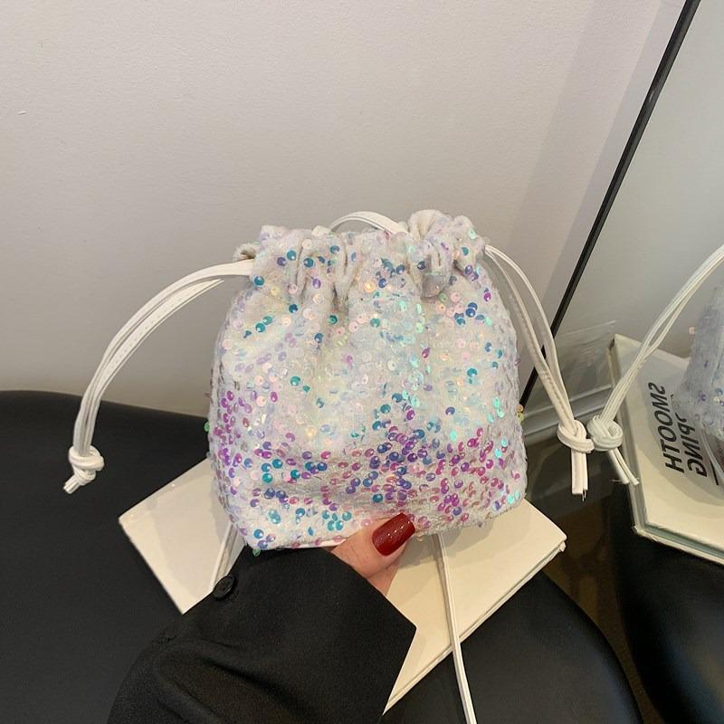 Сумка-тоут ведро на шнурке с пайетками женская новая модная универсальная сумка на плечо трендовая сумка-мессенджер