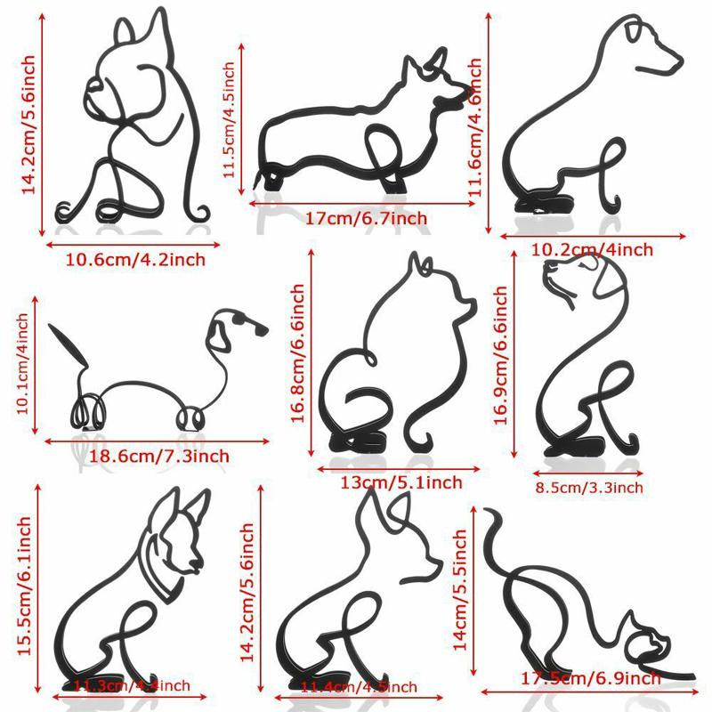 Металлическая статуя собаки для домашнего офиса, современное абстрактное искусство, скульптура, украшения, украшения