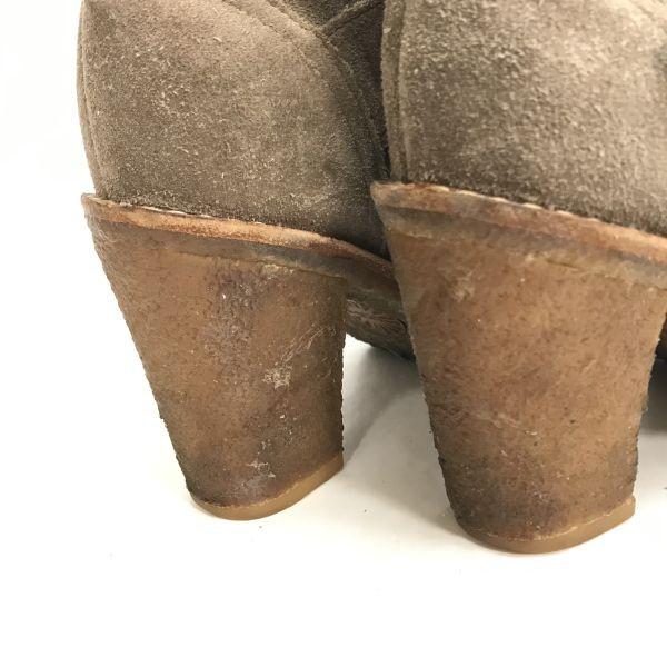 UGG Замшевые ботильоны на коротком каблуке с овчиной Бежевый Размер US6 23.0см(ИСПОЛЬЗОВАЛ)