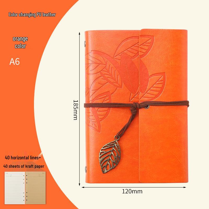 Retro Leaf Ring-Bound Travel Journal Notebook