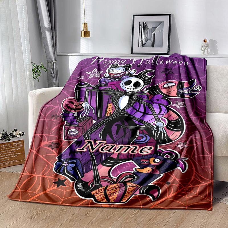 Custom 1pc Happy Halloween Night Blanket, Soft And Comfortable Blanket, Casual Warm, Camping Travel Blanket, Birthday Gift Q91089