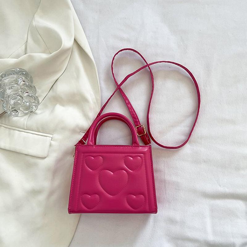 Шикарная ретро однотонная мини-сумка, универсальная сумка через плечо из искусственной кожи в корейском стиле с узором в виде сердца и любви для девочек старшей школы