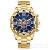 New Blue Light Glass Men's Watch Steel Band Quartz Digital Scale Three Eyes Fashion Quartz Wrist Watch