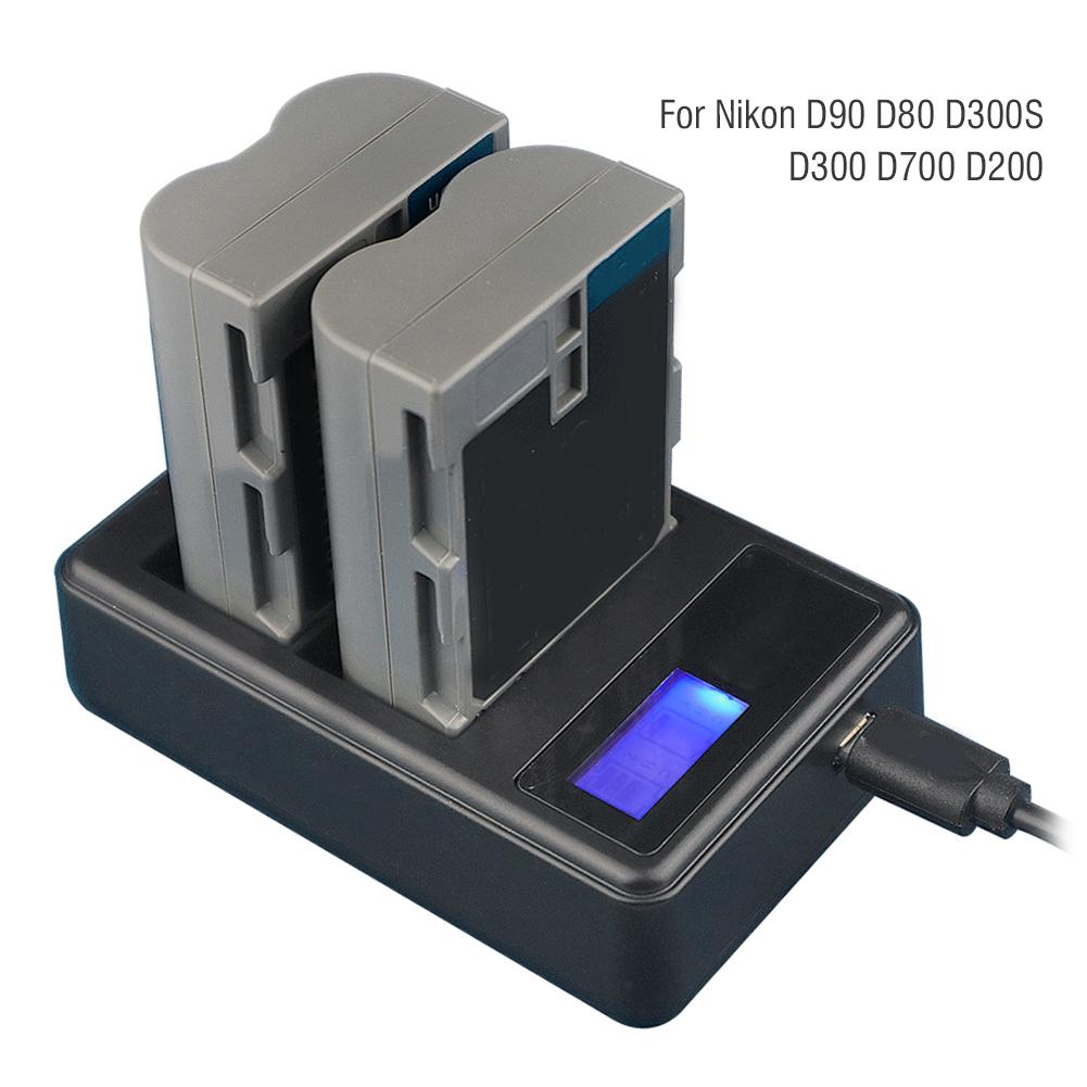 SEIVI EN EL3E Портативное зарядное устройство для аккумуляторов камеры Зарядка ЖК-дисплей Отображение количества электроэнергии Двойной слот для Nikon D90 D80 D300S