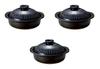 Set of 3 Kikuka Ruri 6 Pots X 19 X 11 Banko Ware Earthenware Direct Fire Setomonohonpo No. [21 Cm] Pots, (Pot Only),