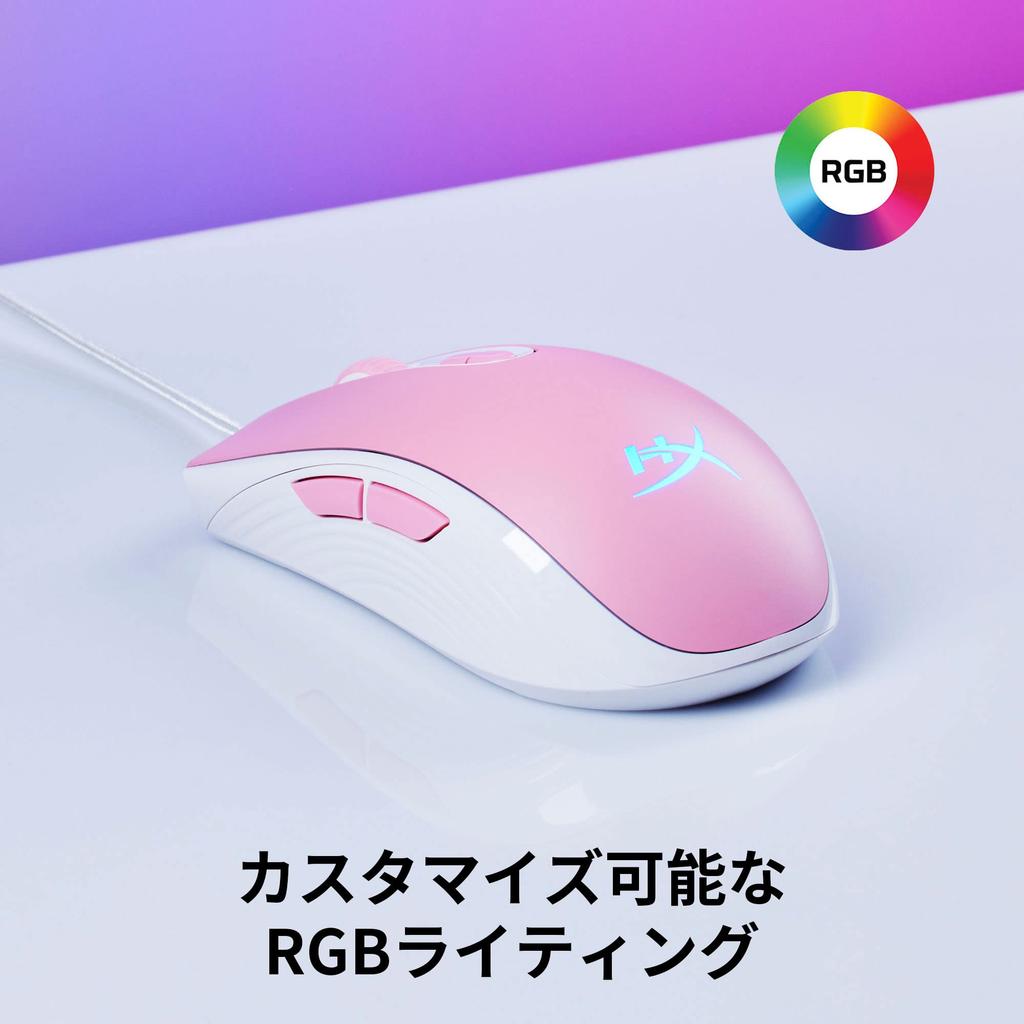 Pulsefire Core RGB Gaming for DPI Omron 639P1AA Hyper-X Mouse, Pink, Gamers, Optical, Adjustable, Switches, 2-Year Warranty,