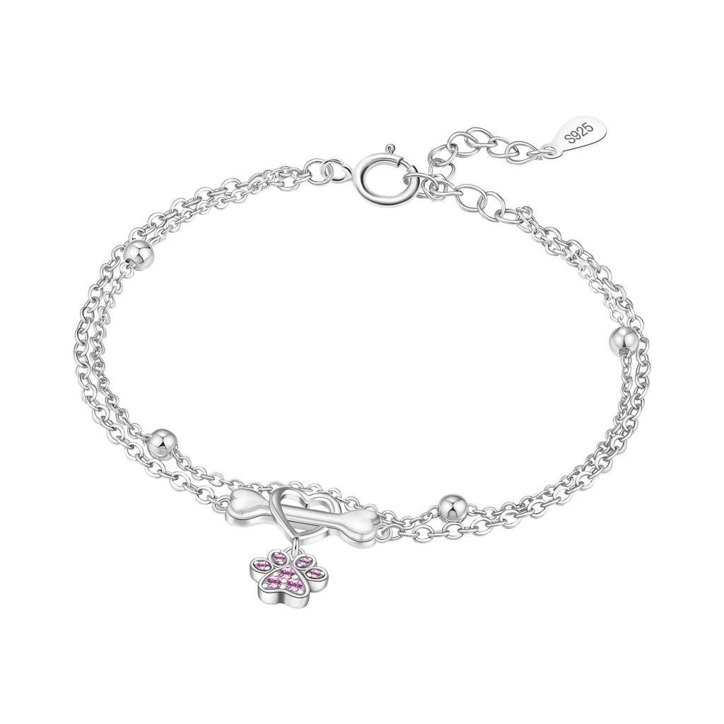 New 925 Silver Rose Gold Double-layer Heart Bracelet Chain Link Women Bracelet Birthday Festival Jewelry Gifts