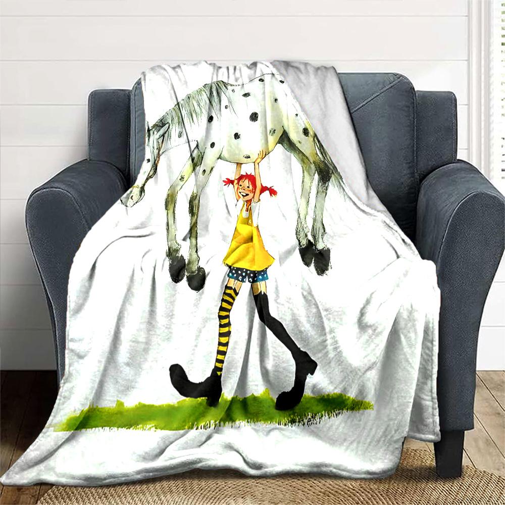 Girl Horse Flannel Blanket Super Soft Warm Cozy Blanket For Sofa Bed Office Travel Allseason Home Decor Gift