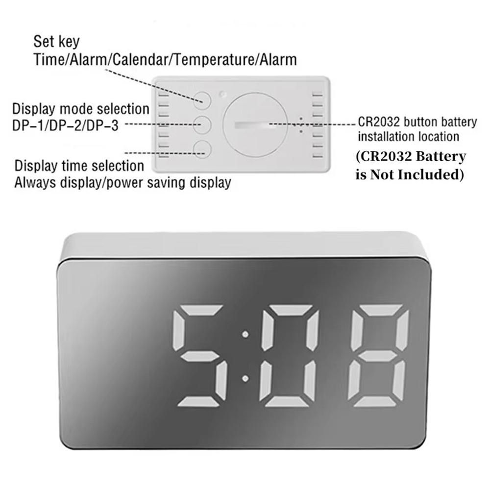 1 шт. Белый светодиодный зеркальный настольный часы с функцией повтора сигнала, ночник, настольный USB-будильник, домашний декор