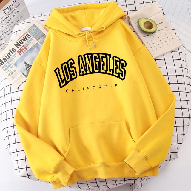 Женская толстовка с длинным рукавом Лос-Анджелес, Калифорния с буквенным принтом, модная негабаритная удобная спортивная одежда, свободная винтажная холодостойкая одежда