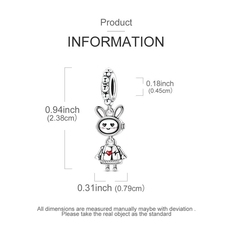 Copper Rotatable Facial Expressions Robot Rabbit Pendant Charm Fit Original Charm Bracelets Women Diy Jewelry Gift