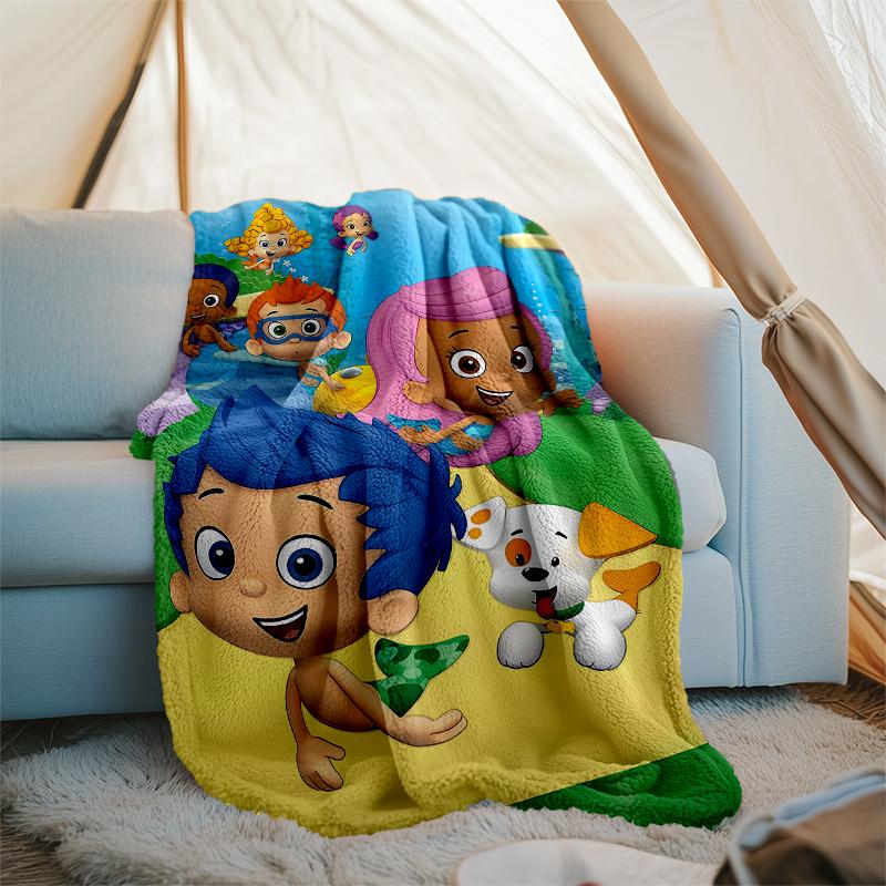 Bubble Guppies Theme Printed Blanket - Perfect for Couch, Bed, Travel & Outdoor Use | Machine Washable, Cozy & Durable.