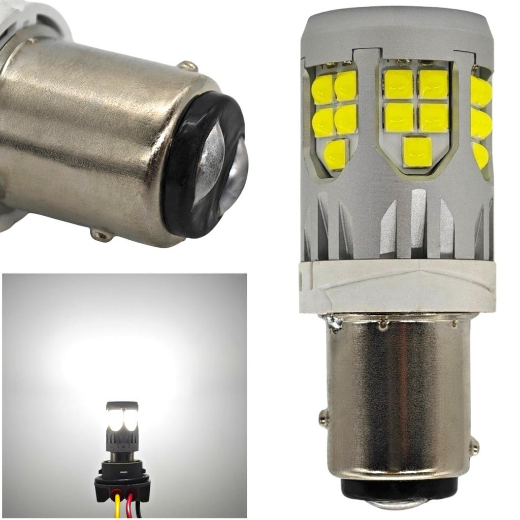 2 Pcs P21/5W LED Bulb BAY15D 10-50V No Error 3000lm White Off-Road