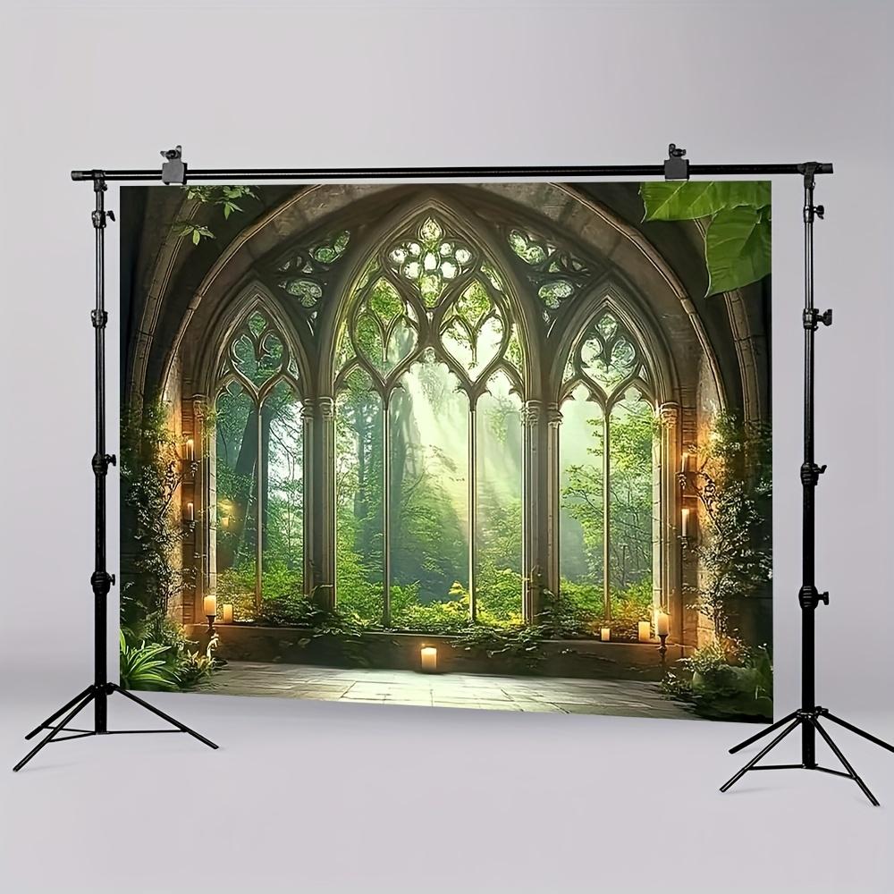 1 piece of gothic forest, gothic cathedral window, polyester fiber photograph background, decorative banner