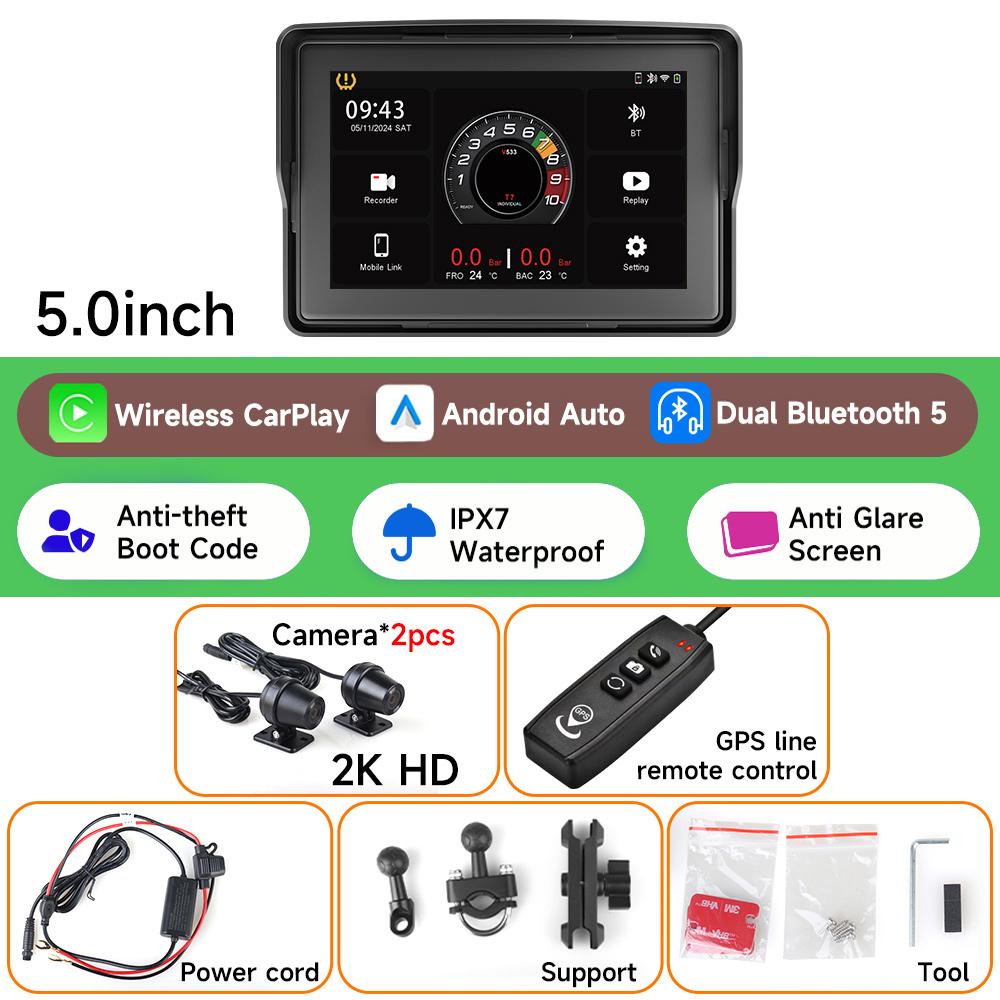 JIUYIN 7-дюймовый мотоцикл CarPlay навигация беспроводной CarPlay Android Auto Airplay дисплей экран портативный мотоциклетный монитор