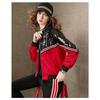 Осеннее пальто женское короткое новая мода воротник-стойка универсальное контрастная цветная вставка зарубежный стиль свободный топ с пайетками