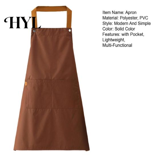 Oil-resistant Cooking Apron Solid Color Kitchen with Dual Pockets Waterproof Oil-proof Adjustable Fabric Breathable Men Women Chef Baking Bib