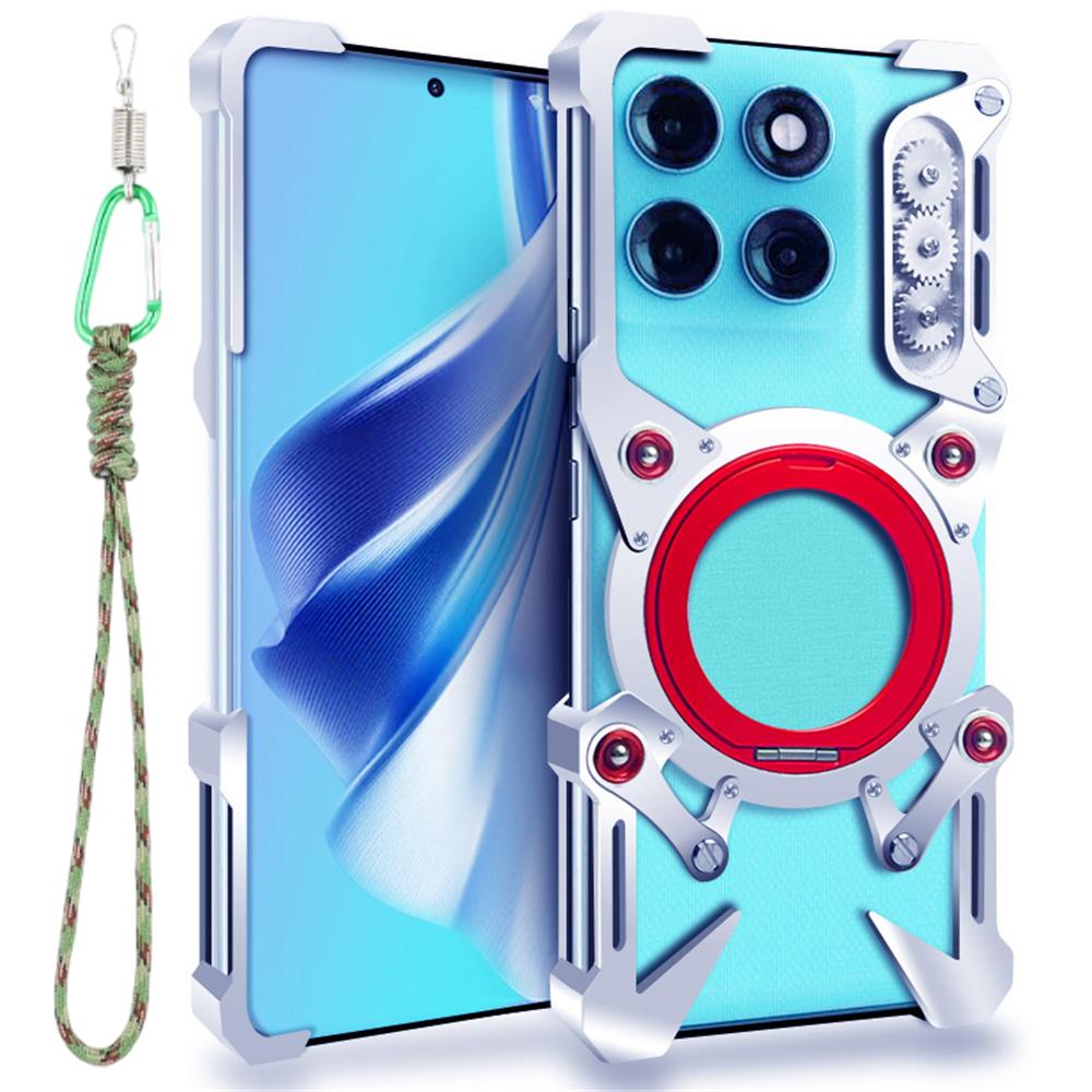 Бампер для Motorola Moto G56 5G с подставкой, из алюминиевого сплава, магнитная крышка для телефона с ремешком на запястье