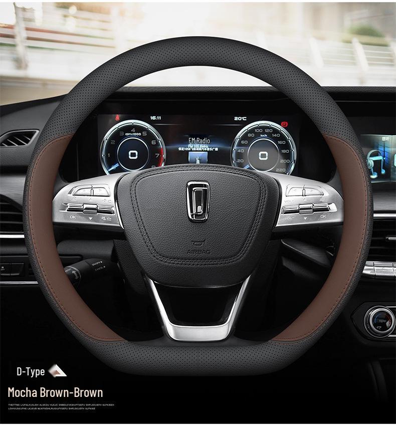Ultra-Thin Genuine Leather Steering Wheel Cover for Besturn NAT B70, T77, T90, T50, Yueyi