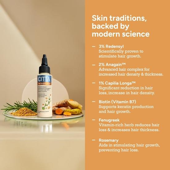 Сыворотка для роста волос CITTA | Стимулирует рост волос, активирует фолликулы и предотвращает истончение | Биотин, масло розмарина и пажитника | 50 мл