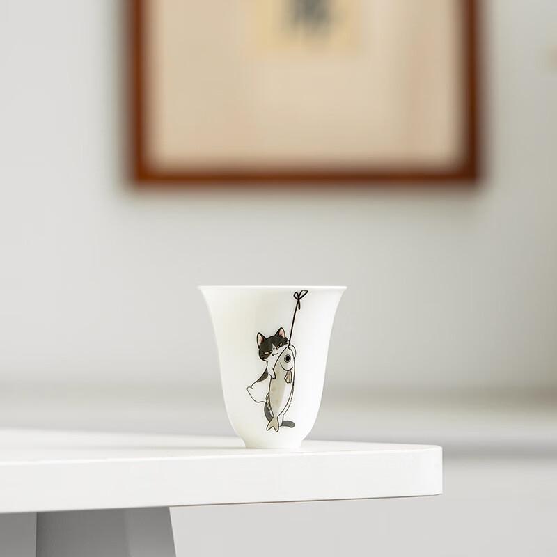Shangqi Sunbathing Cat Ceramic Master Teacup