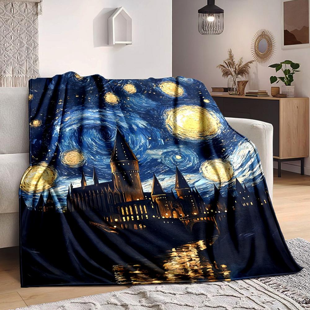 1pc Starry Night Blanket Warm, Cozy, And Soft, Suitable for Sofas, Beds, Cars, And Office Use.Perfect for Camping And Travel, Making It a Great Gift f