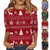 Женская мода повседневный рождественский принт круглый вырез длинный рукав пуловер топ