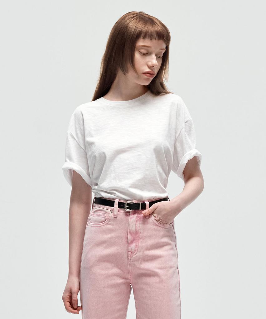 CITYBREEZE Slub Loose Fit Short Sleeve T-Shirt_White