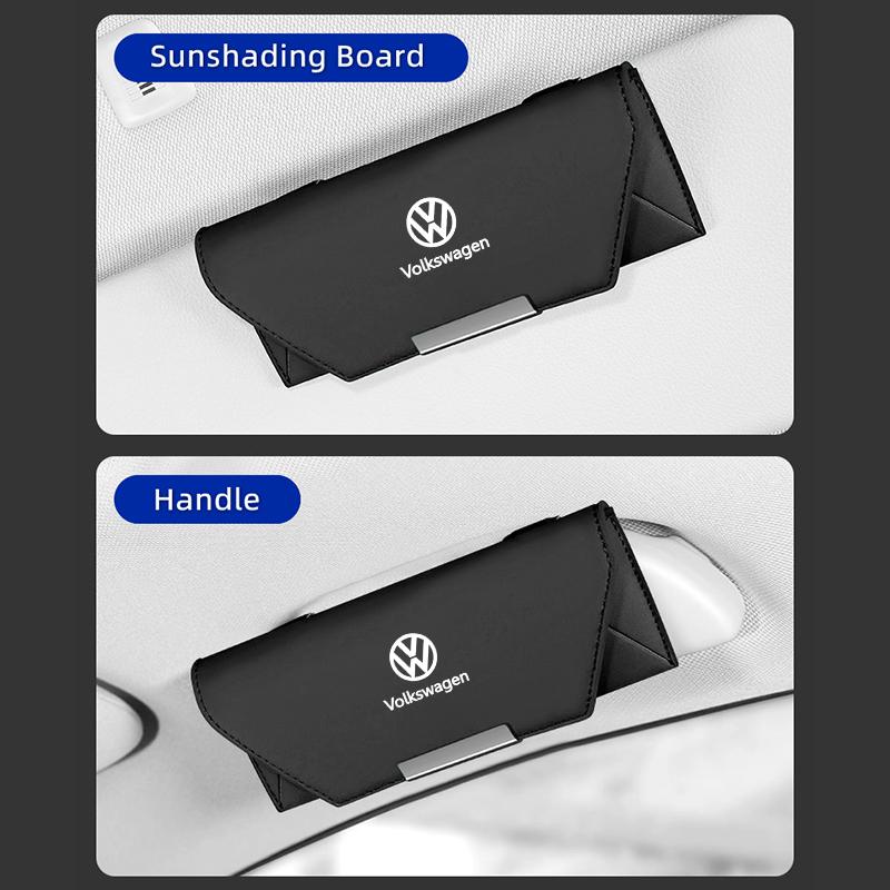 CUP1 Car Glasses Case Leather Sunglasses Storage Clip For VW Passat Golf Tiguan Polo Scirocco Jetta CC T-ROC Touareg Touran