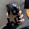 Стеклянный чехол для телефона с принтом черного леопарда и узором из звезд и букв для iPhone 17 16 15 14 13 12 11 Pro Max 16E 17Air 7 Plus XR XS X