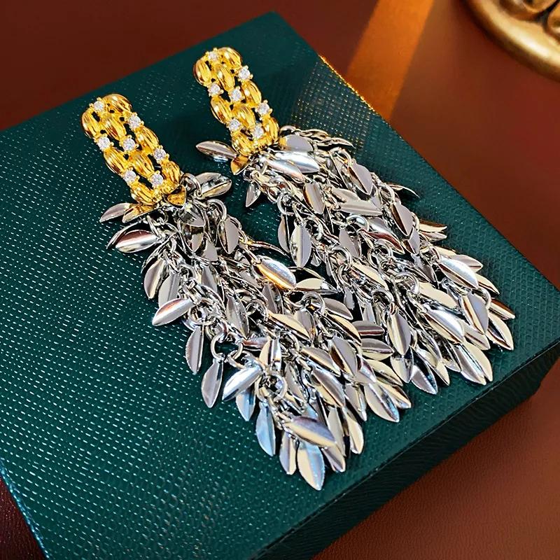 Позолоченные циркониевые серьги в виде пшеничных колосьев для женщин, кисточки для ушей, персонализированные модные серьги-капли, универсальный циркон высокого класса