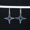 Изящные серьги в форме звезды с синим сапфиром, серьги из стерлингового серебра 925 пробы, серьги-подвески ручной работы в стиле бохо из серебра, подарок на Пасху