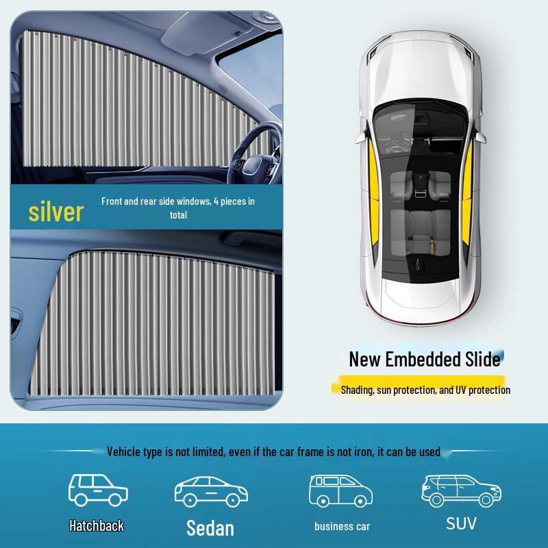 Автоматическая выдвижная шторка для бокового окна автомобиля, затемняющая, для конфиденциальности, от солнца, с магнитной шторкой