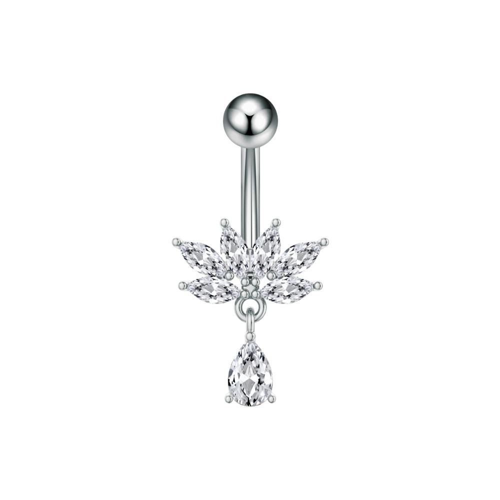 Elegant Crystal Ball Belly Button Rings Copper Shiny Body Jewelry New Gem Navel Piercing  Men