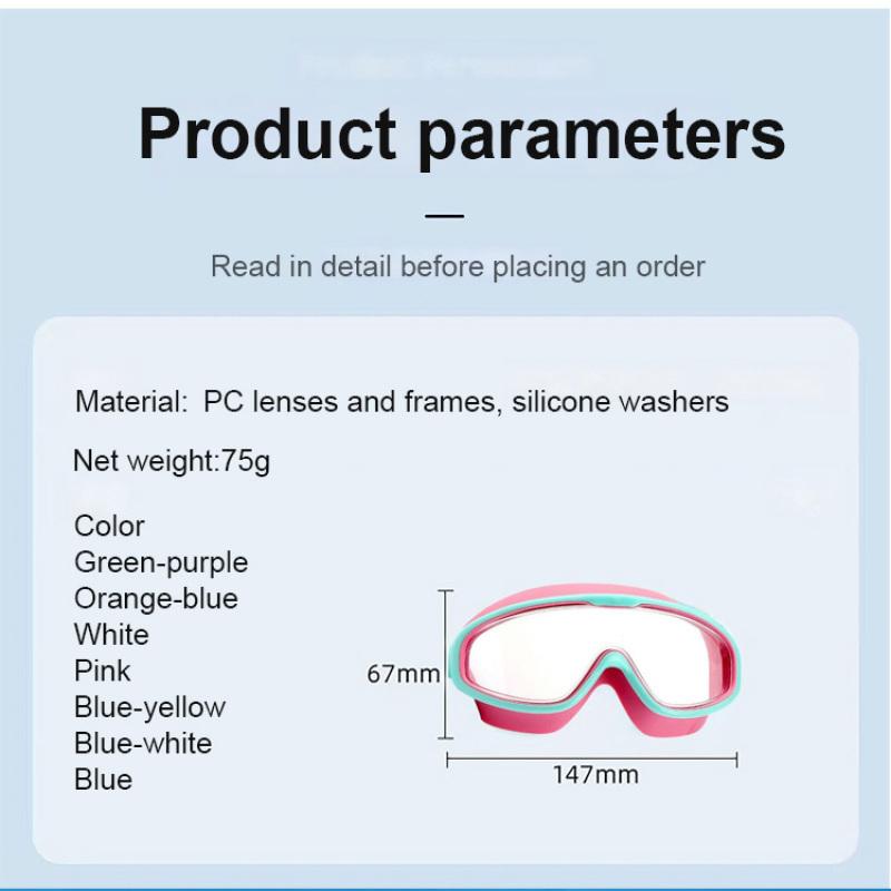 Детские плавательные очки с большой оправой, водонепроницаемые, противотуманные, плавательные очки HD для девочек и мальчиков, плавательные очки для снаряжения