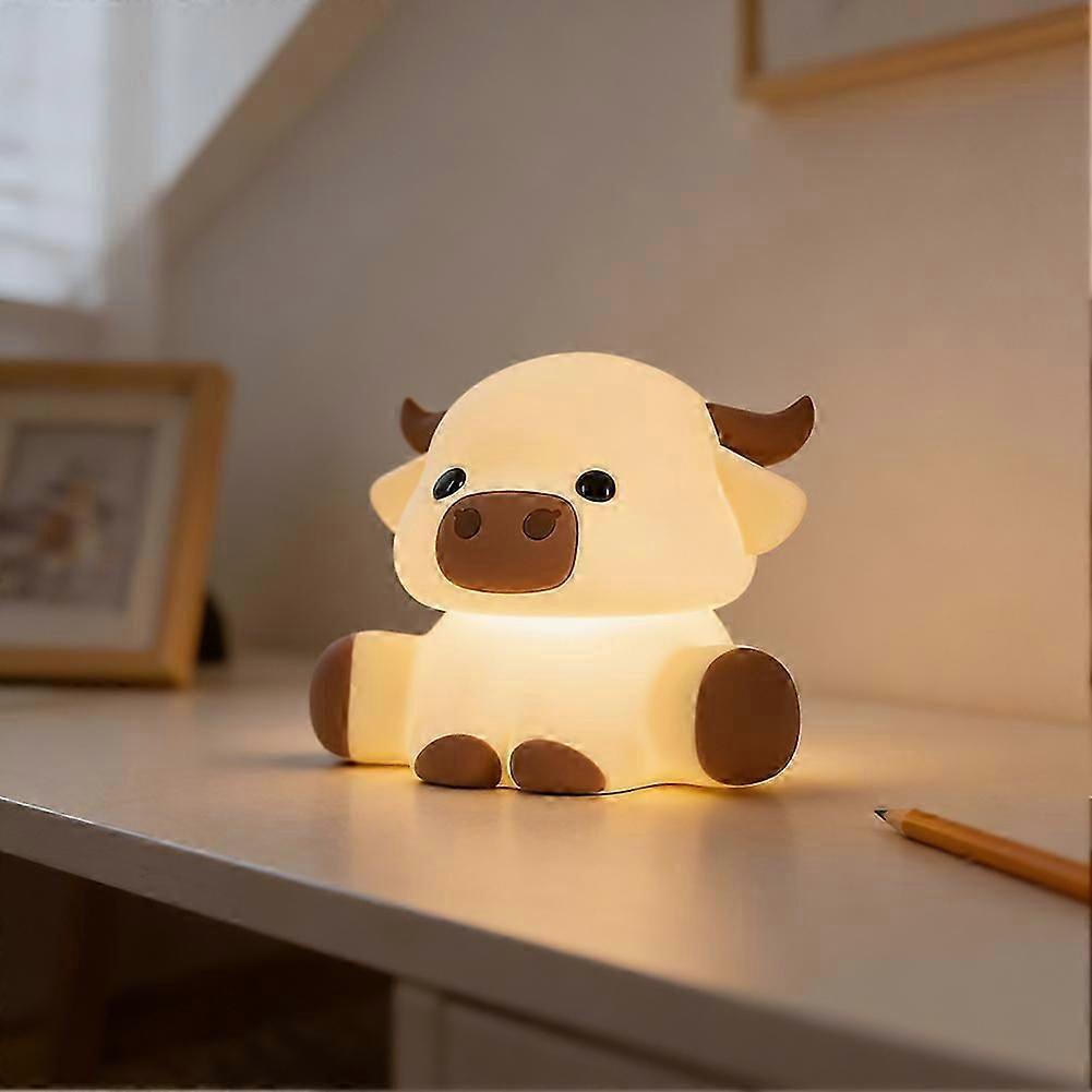 Highland-Cow Silicone Squishys LED Night Light Soft Silicone LED Touch Lamp for Kids for Breastfeeding Sleeping!ZZ51 less