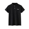 Li Ning Logo Print Solid Color Breathable Casual Short Sleeve Polo Shirt Men Polo Shirts Black APLT137-1