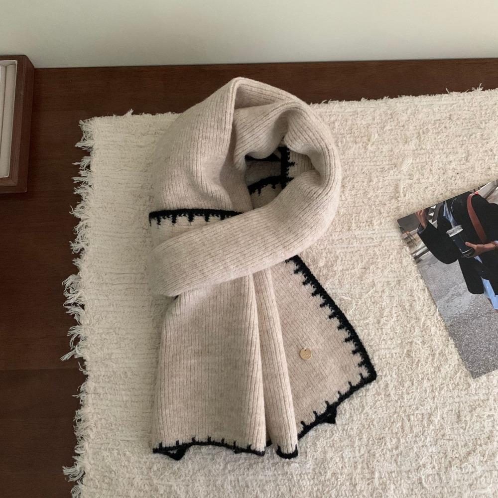 Color Matching Knit Scarf Cold-proof Neck Warmer Luxury Skiing Motorcycle Scarf  Women Men