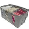 3-Grid Wardrobe Storage Bag Dust-Proof Cotton Quilt Clothing Sorting Box with Folding Visible Window for Home Organization