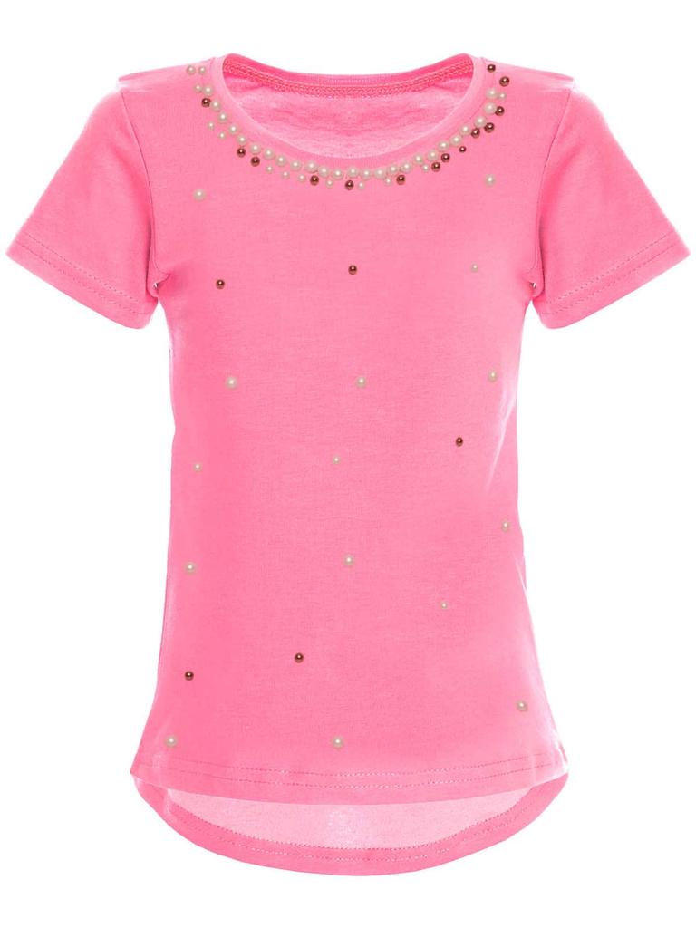 Girls T-shirt with Faux Pearls