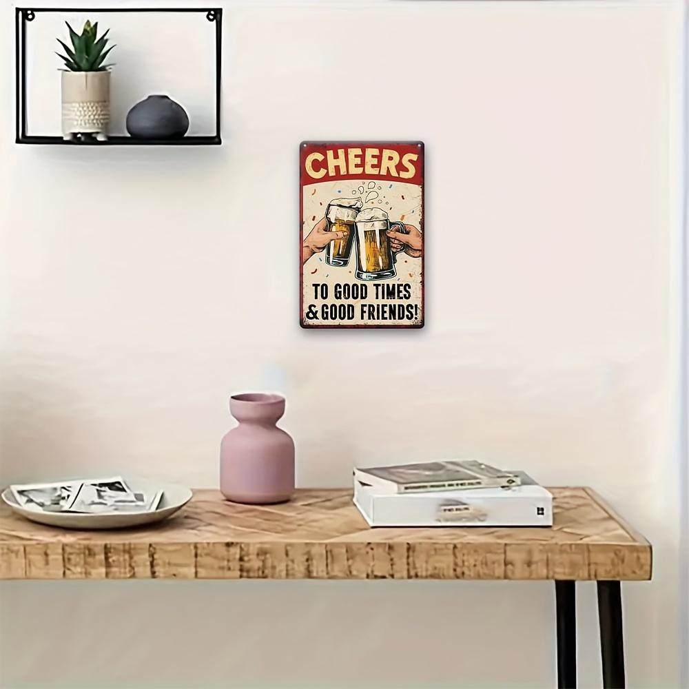 Винтажная алюминиевая табличка Cheers Beer Toast - Классическая настенная табличка, Многоцелевой декор для дома, фермерского дома, бара, паба