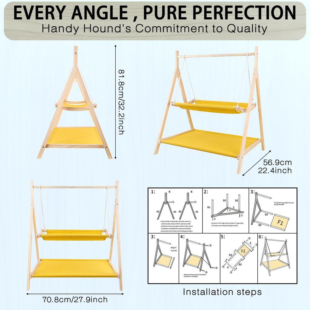 Petrendy Indoor Cat Hammock Bed Washable Pet Hanging Cat Bed Elevated Cat Bed That Can Accommodate Multiple